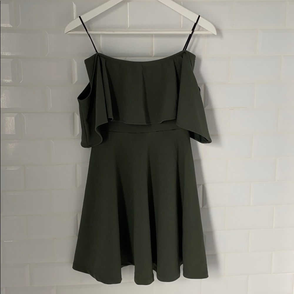Off the shoulder olive green Nasty Gal Dress